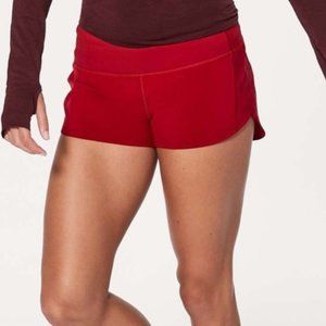 lululemon | red speed up shorts